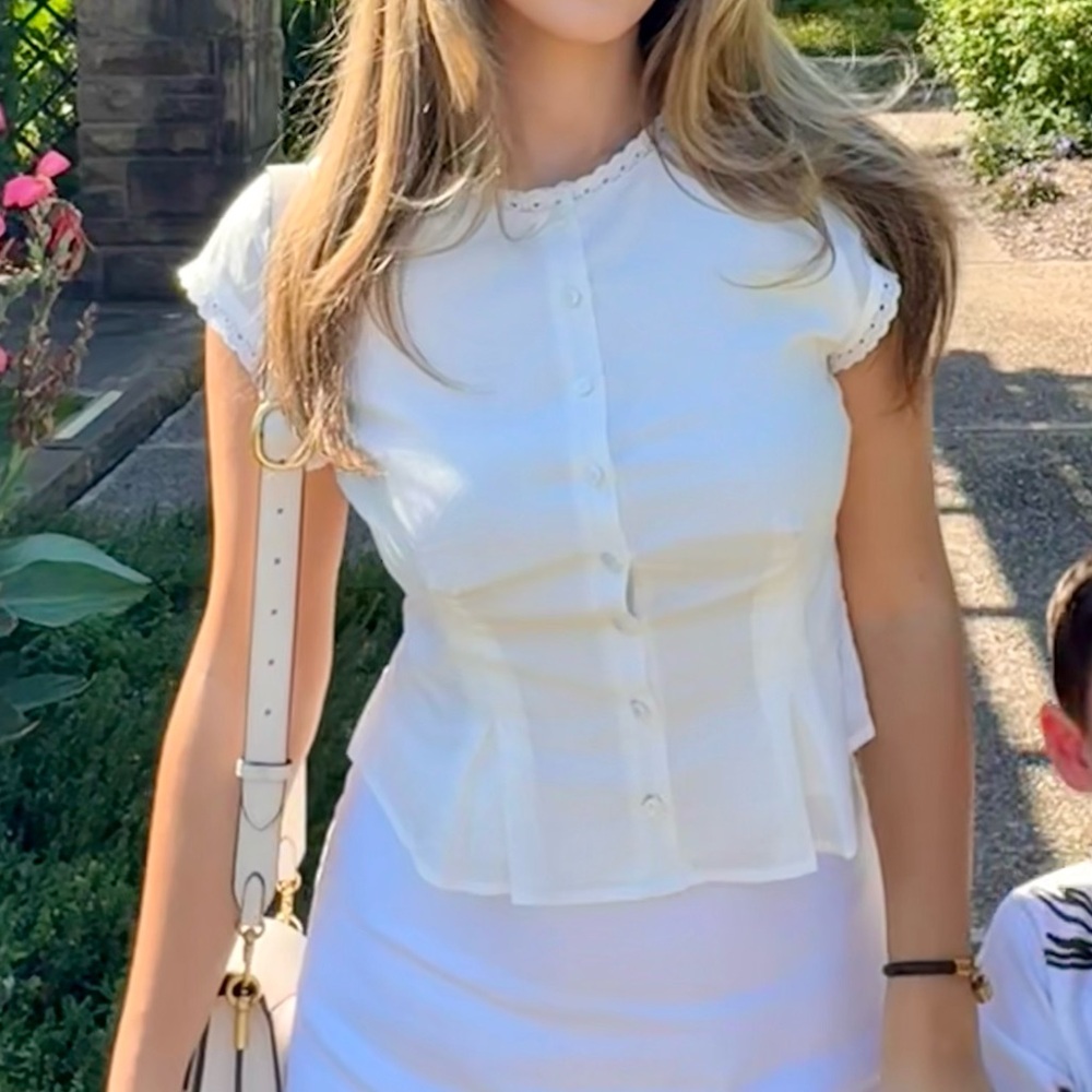 Reformation white button up blouse size 6
